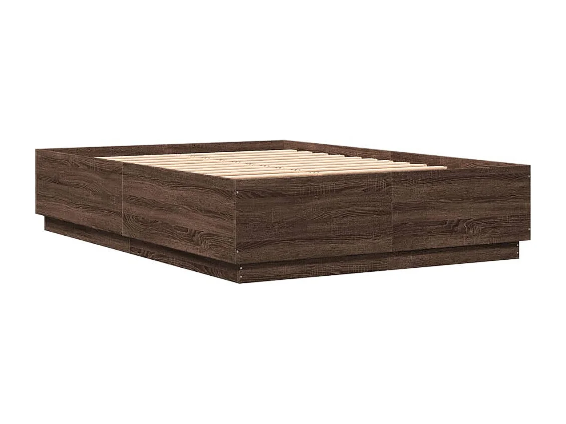 Lit double | Lit adulte | Cadre de lit avec LED chêne marron 150x200 cm