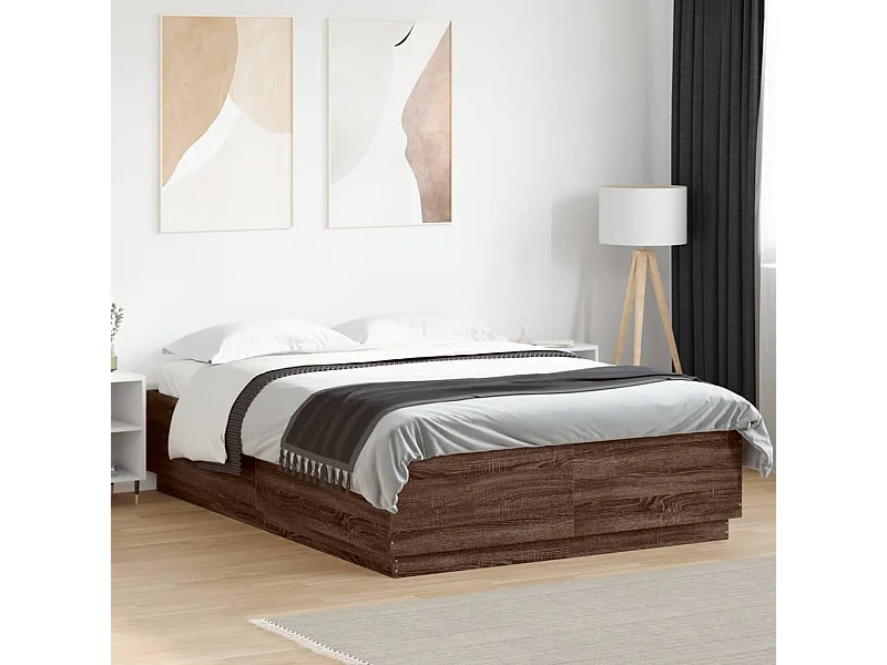 Lit double | Lit adulte | Cadre de lit avec LED chêne marron 150x200 cm