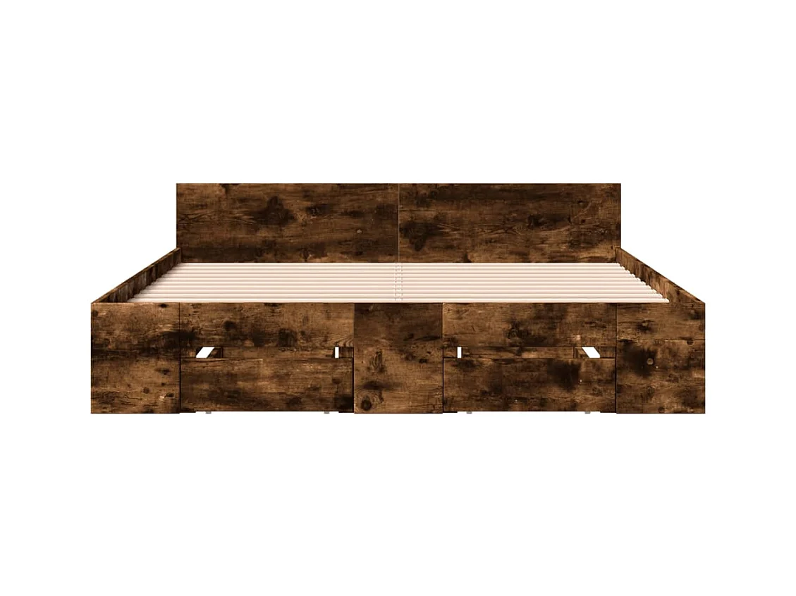 Lit simple | Lit adulte, enfant | Cadre de lit avec tiroirs chêne fumé 120x200 cm