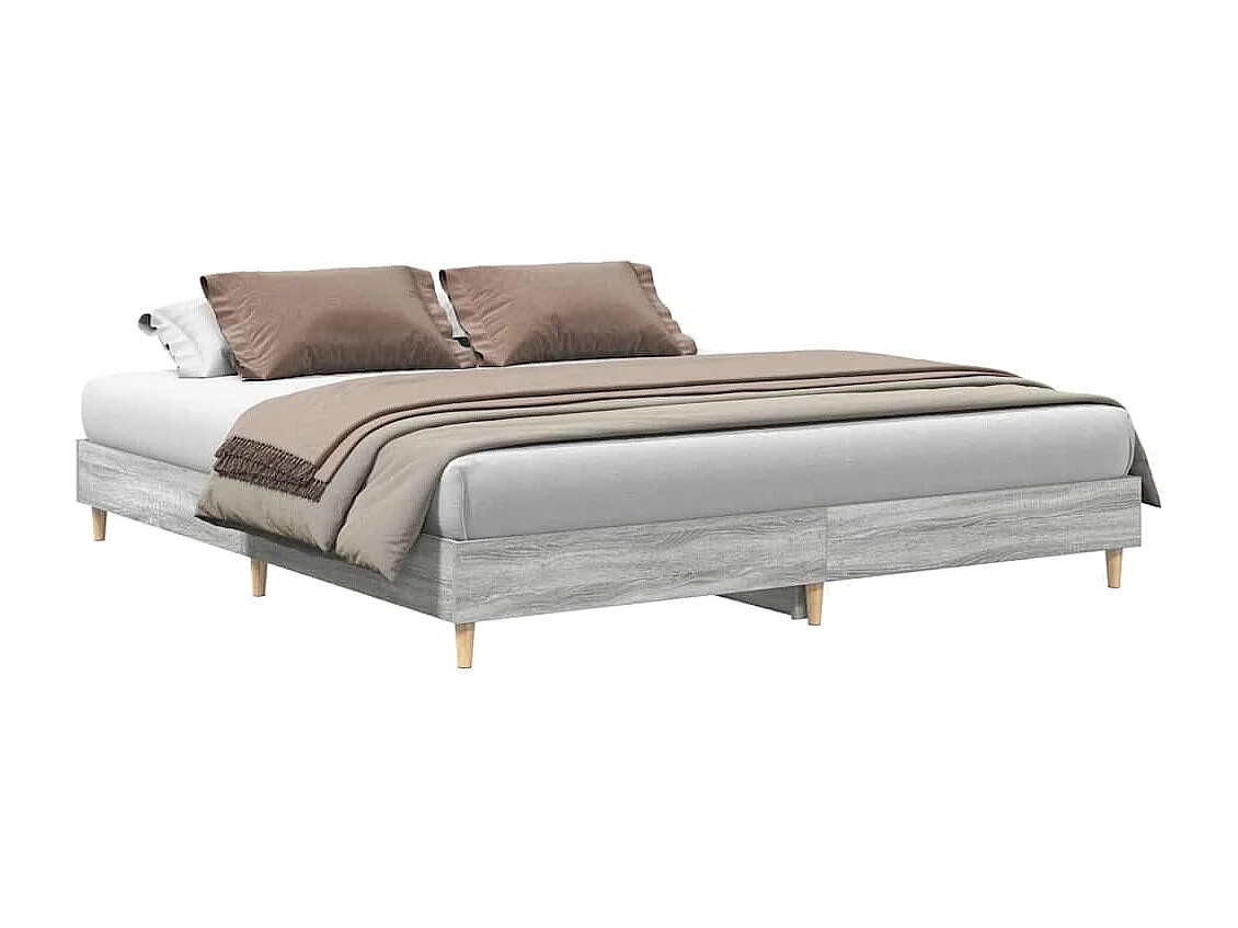 Lit double | Lit adulte | Cadre de lit sonoma gris 160x200cm bois ingénierie