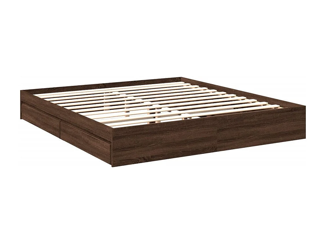 Lit double | Lit adulte | Cadre de lit avec tiroirs chêne marron 200x200 cm