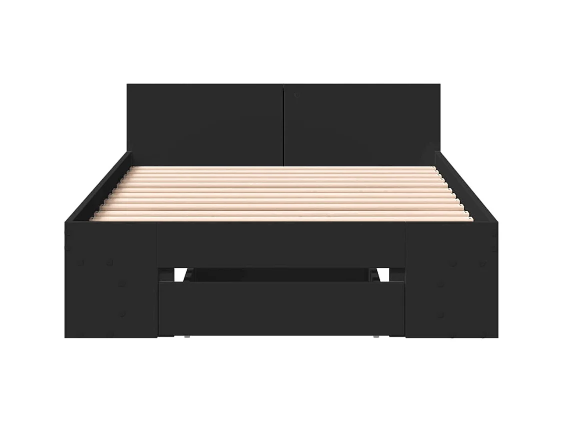 Lit simple | Lit adulte, enfant | Cadre de lit avec tiroir noir 90x190 cm