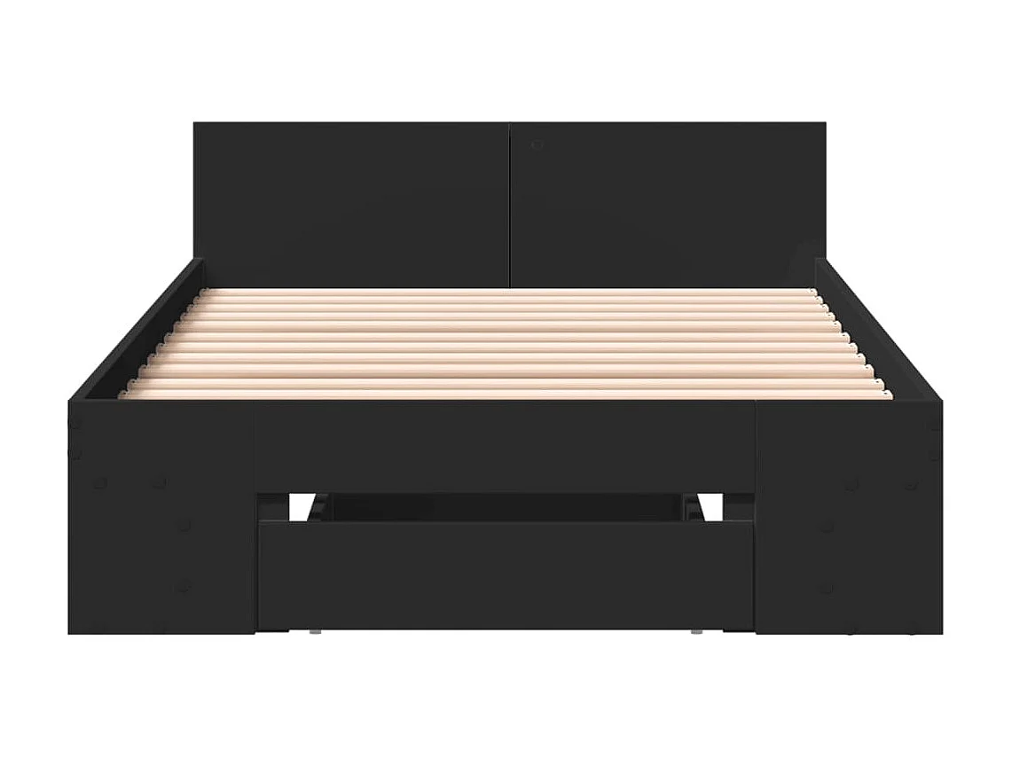 Lit simple | Lit adulte, enfant | Cadre de lit avec tiroir noir 90x190 cm