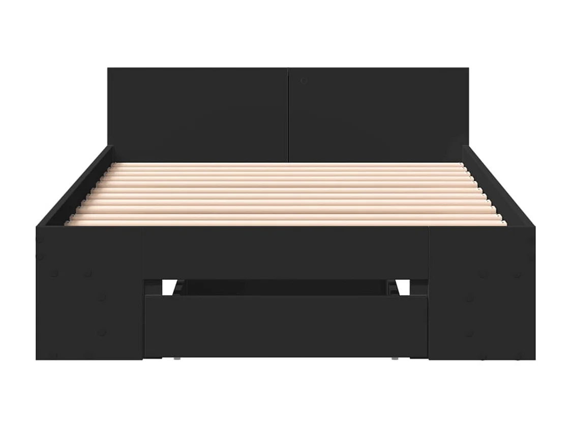 Lit simple | Lit adulte, enfant | Cadre de lit avec tiroir noir 90x190 cm