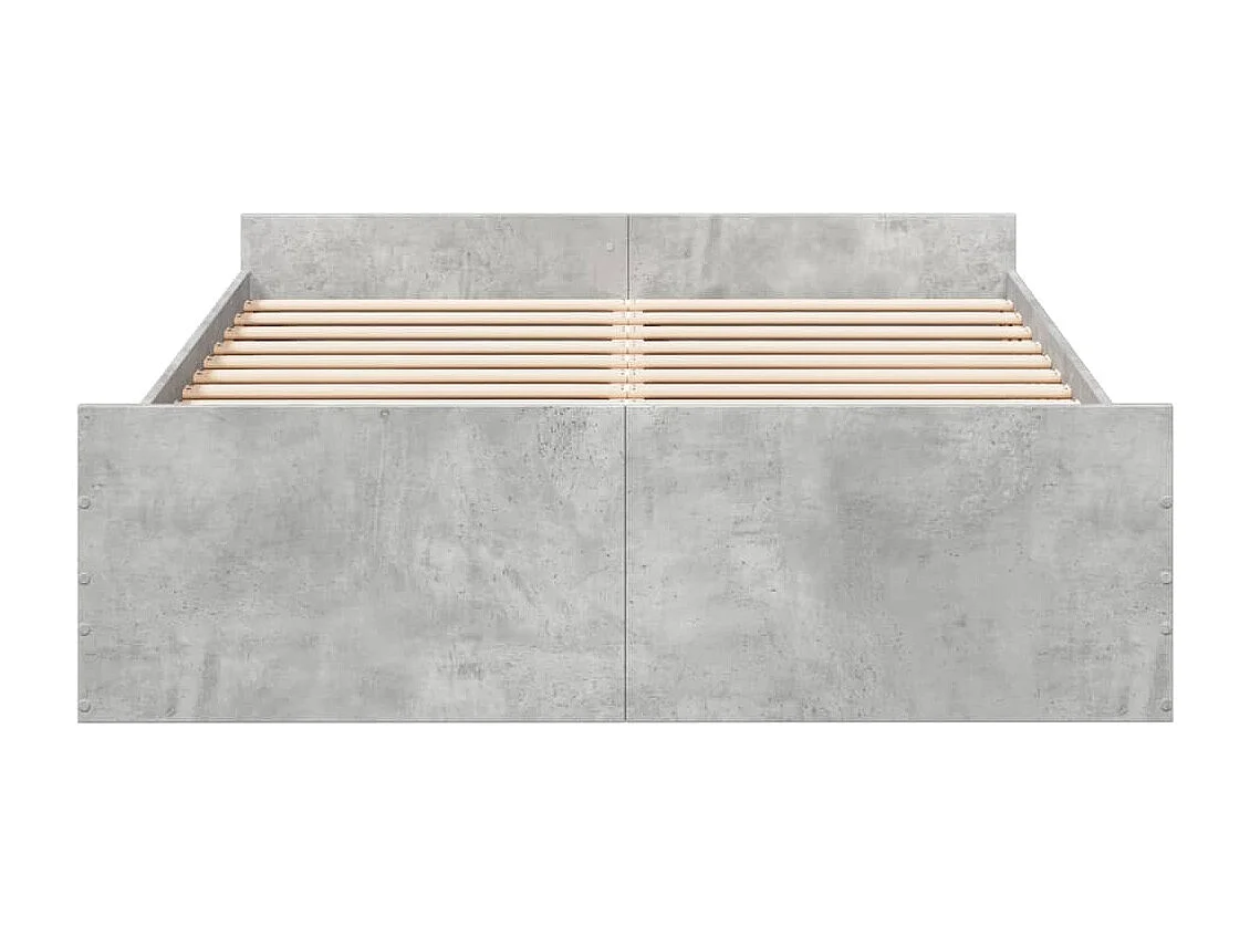 Lit simple | Lit adulte, enfant | Cadre de lit avec tiroirs gris béton 120x200 cm