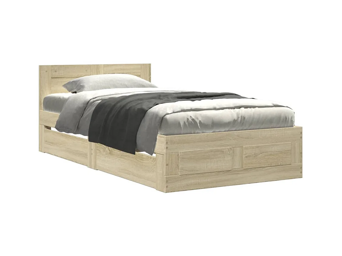 Lit simple | Lit adulte, enfant | Cadre de lit et tête de lit chêne sonoma 75x190 cm