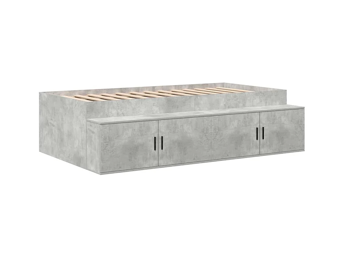 Lit simple | Lit adulte, enfant | Cadre de lit avec rangement Gris béton 244x127x53.5 cm
