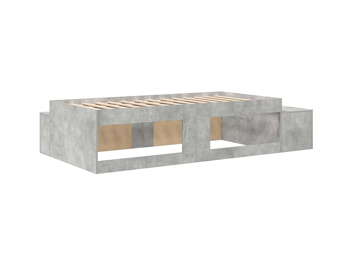 Lit simple | Lit adulte, enfant | Cadre de lit avec rangement Gris béton 244x127x53.5 cm