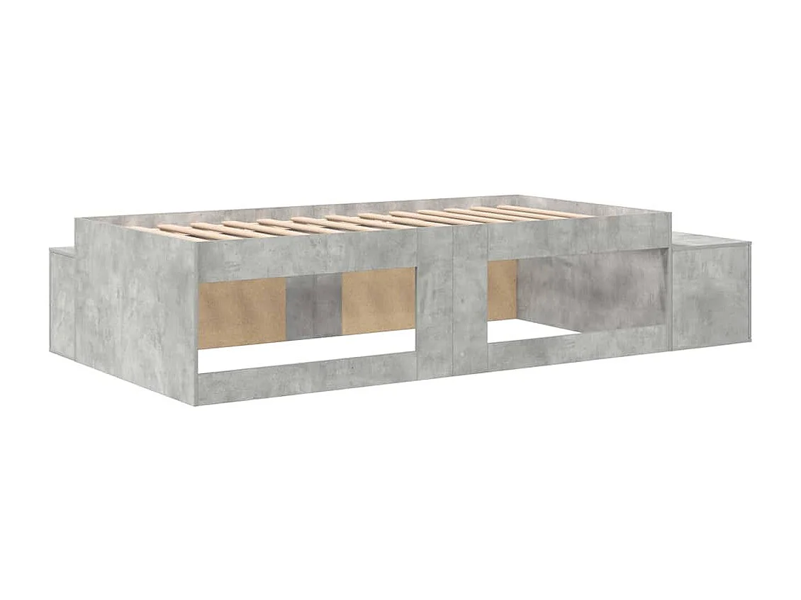 Lit simple | Lit adulte, enfant | Cadre de lit avec rangement Gris béton 244x127x53.5 cm