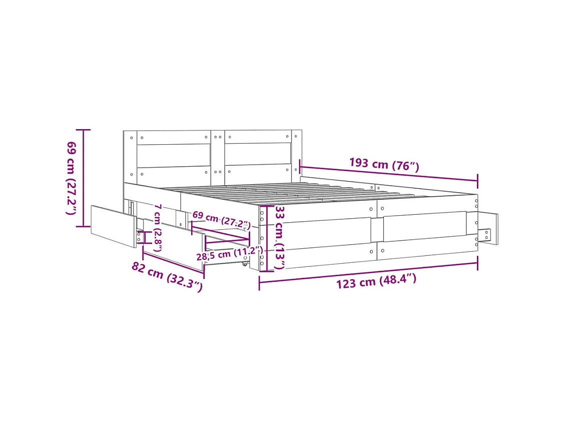 Lit simple | Lit adulte, enfant | Cadre de lit avec tête de lit blanc 120x190 cm