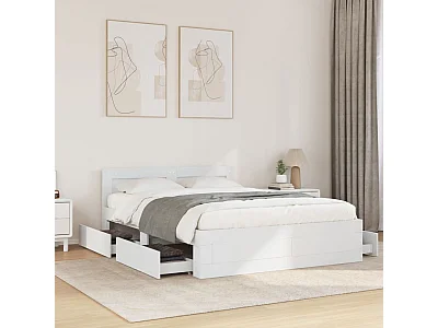 Lit simple | Lit adulte, enfant | Cadre de lit avec tête de lit blanc 120x190 cm