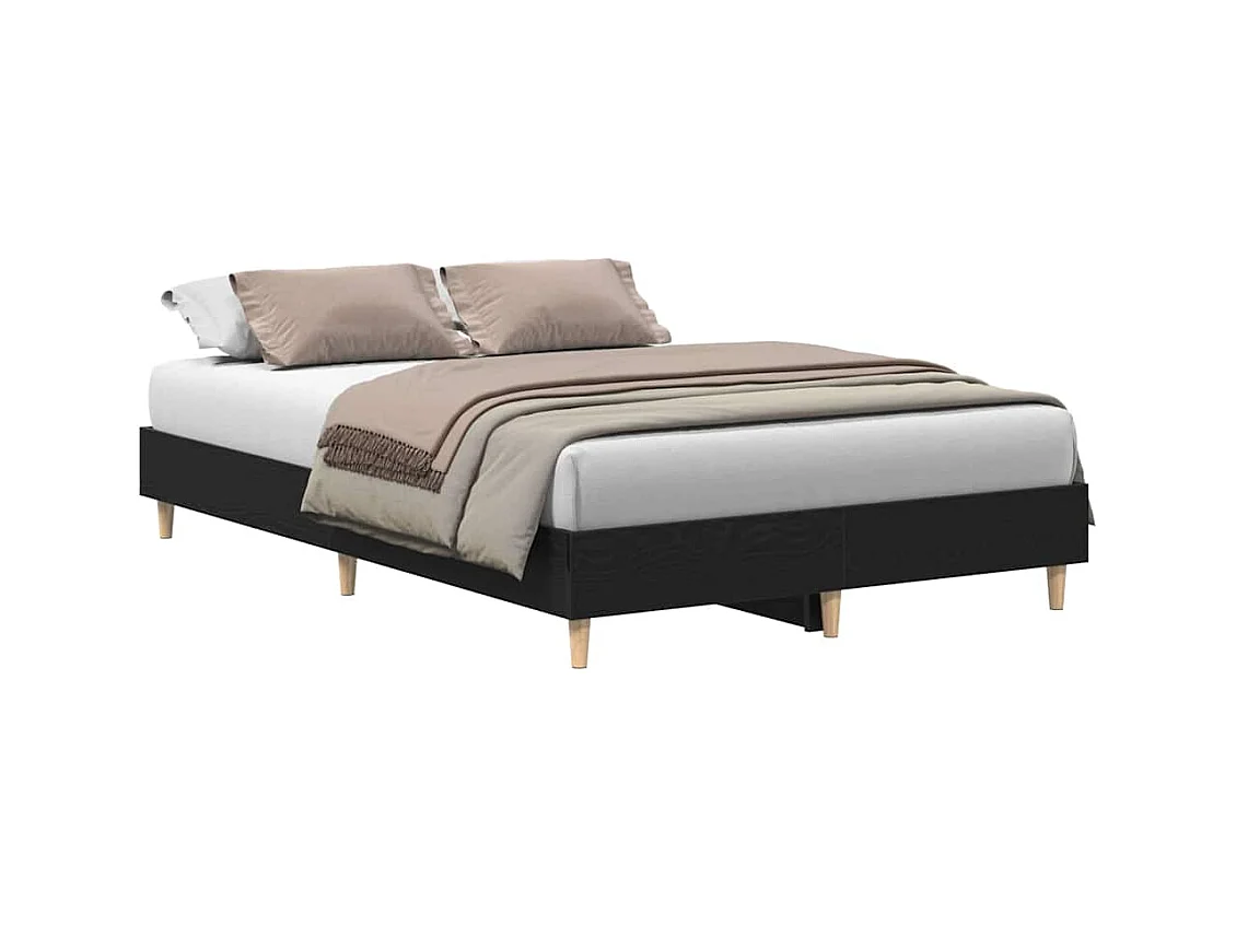 Lit double | Lit adulte | Cadre de lit Chêne noir 135x190 cm Bois d'ingénierie