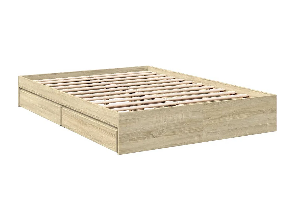 Lit double | Lit adulte | Cadre de lit avec tiroirs chêne sonoma 140x190 cm