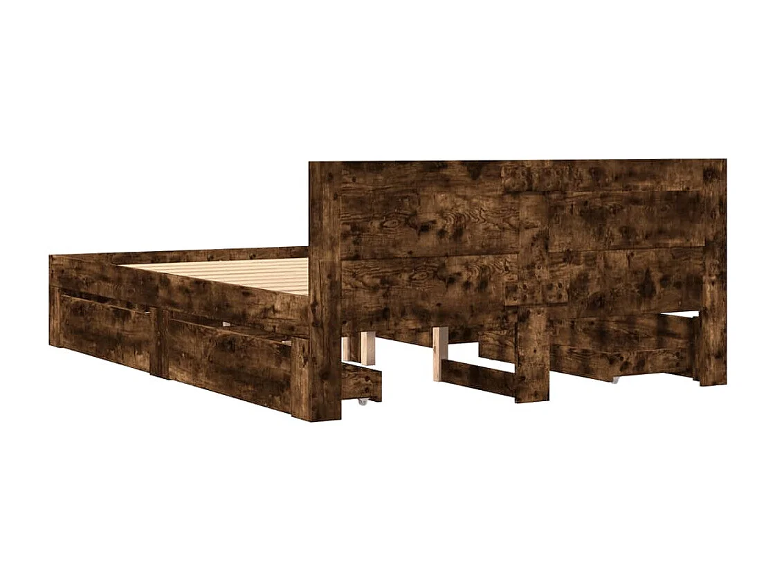 Lit simple | Lit adulte, enfant | Cadre de lit et tête de lit chêne fumé 120x190 cm