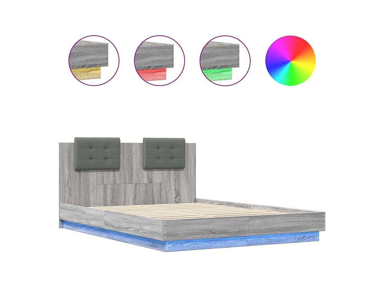 Lit double | Lit adulte | Cadre de lit avec LED sonoma gris 140x200 cm