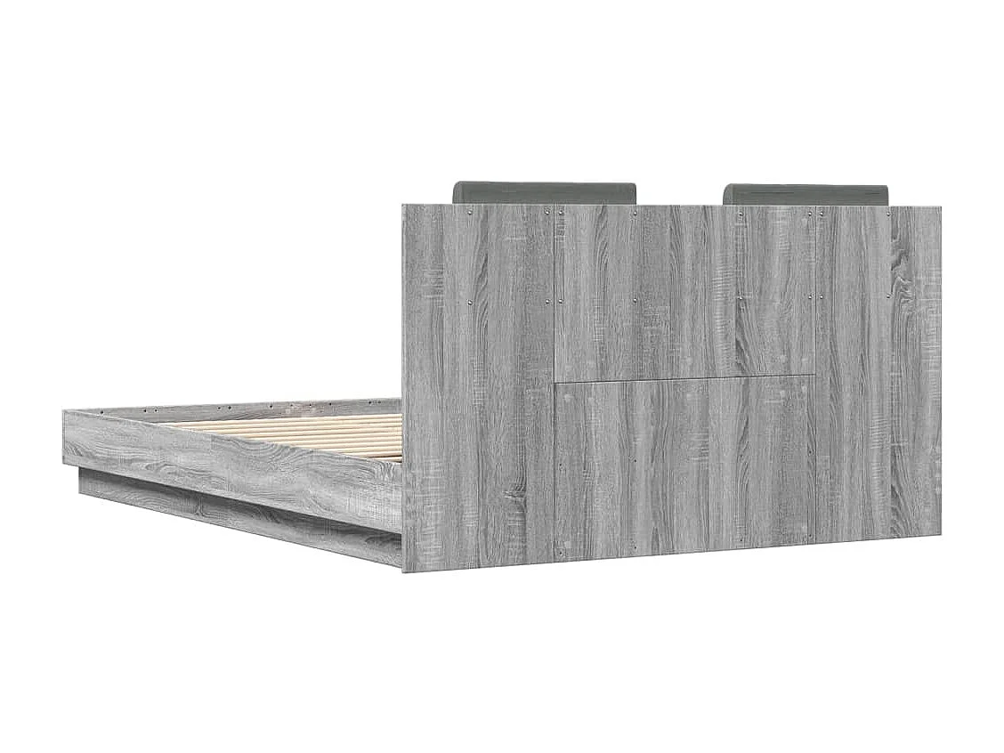 Lit double | Lit adulte | Cadre de lit avec LED sonoma gris 140x200 cm