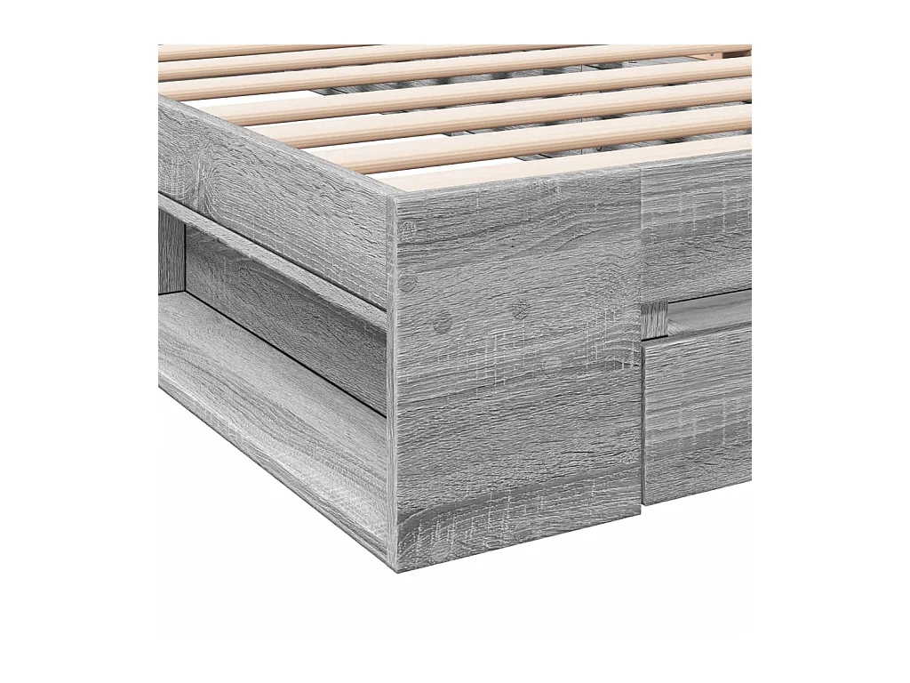 Lit simple | Lit adulte, enfant | Cadre de lit avec tiroir sonoma gris 100x200 cm