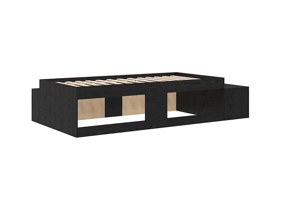 Lit simple | Lit adulte, enfant | Cadre de lit avec rangement Chêne noir 244x127x53.5 cm