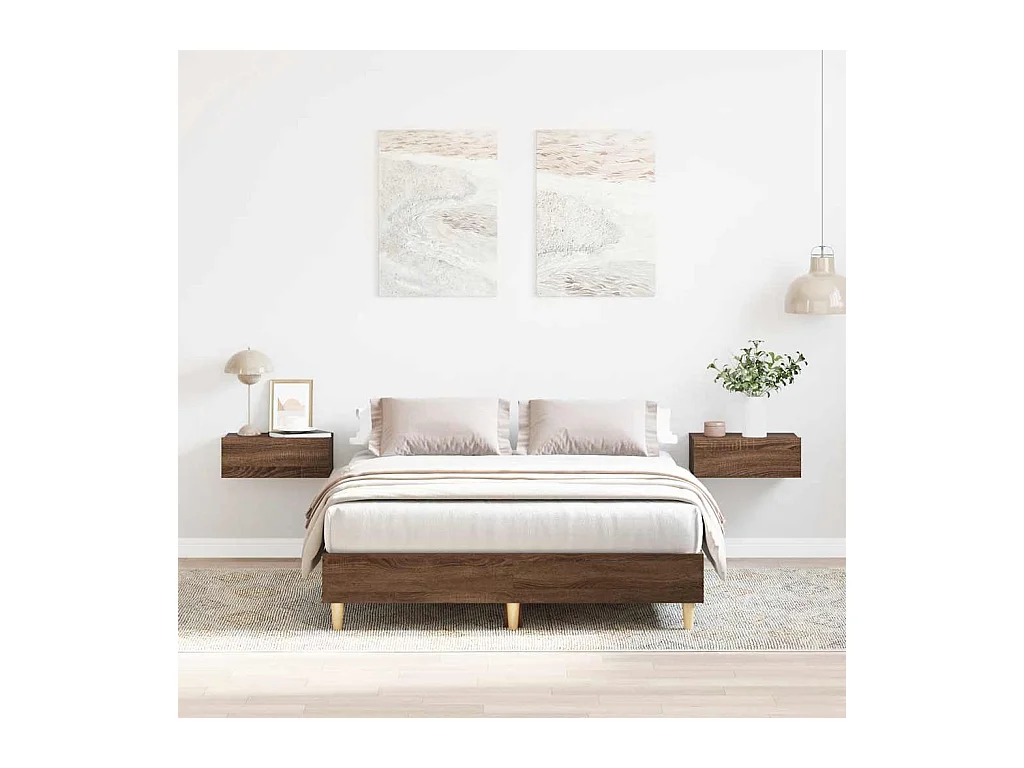 Lit double | Lit adulte | Cadre de lit chêne marron 140x190 cm