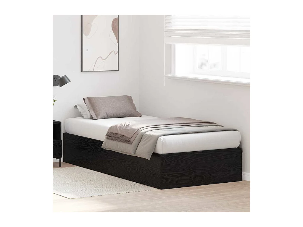 Lit simple | Lit adulte, enfant | Cadre de lit de rangement en chêne noir 80x200 cm