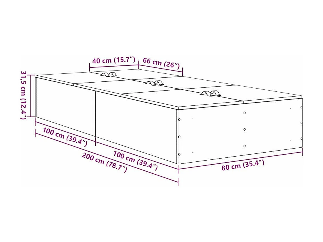 Lit simple | Lit adulte, enfant | Cadre de lit de rangement en chêne noir 80x200 cm