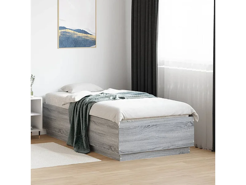 Lit simple | Lit adulte, enfant | Cadre de lit avec LED sonoma gris 75x190 cm