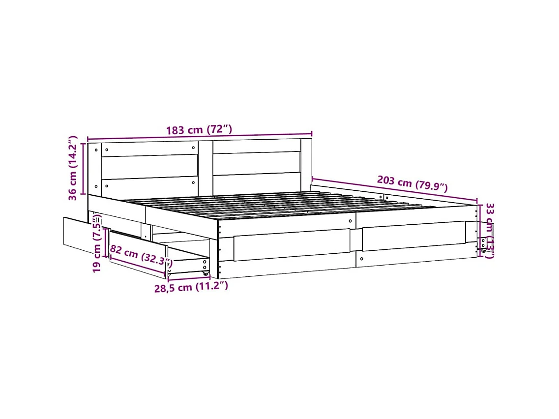 Lit double | Lit adulte | Cadre de lit et tête de lit sonoma gris 180x200 cm