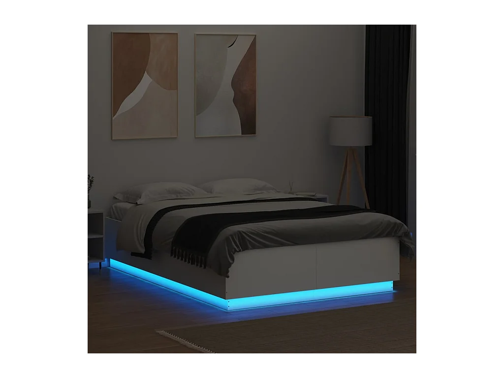 Lit double | Lit adulte | Cadre de lit avec LED blanc 150x200 cm