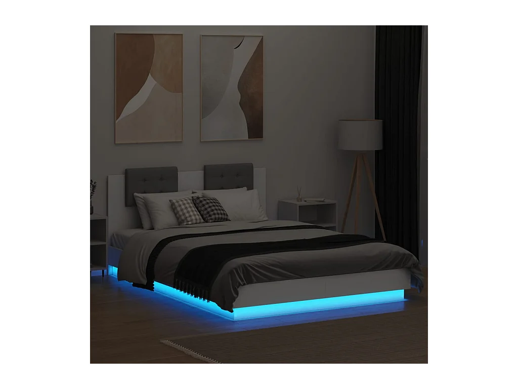 Lit double | Lit adulte | Cadre de lit avec LED blanc 150x200 cm