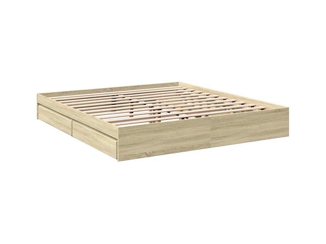 Lit double | Lit adulte | Cadre de lit avec tiroirs chêne sonoma 180x200 cm