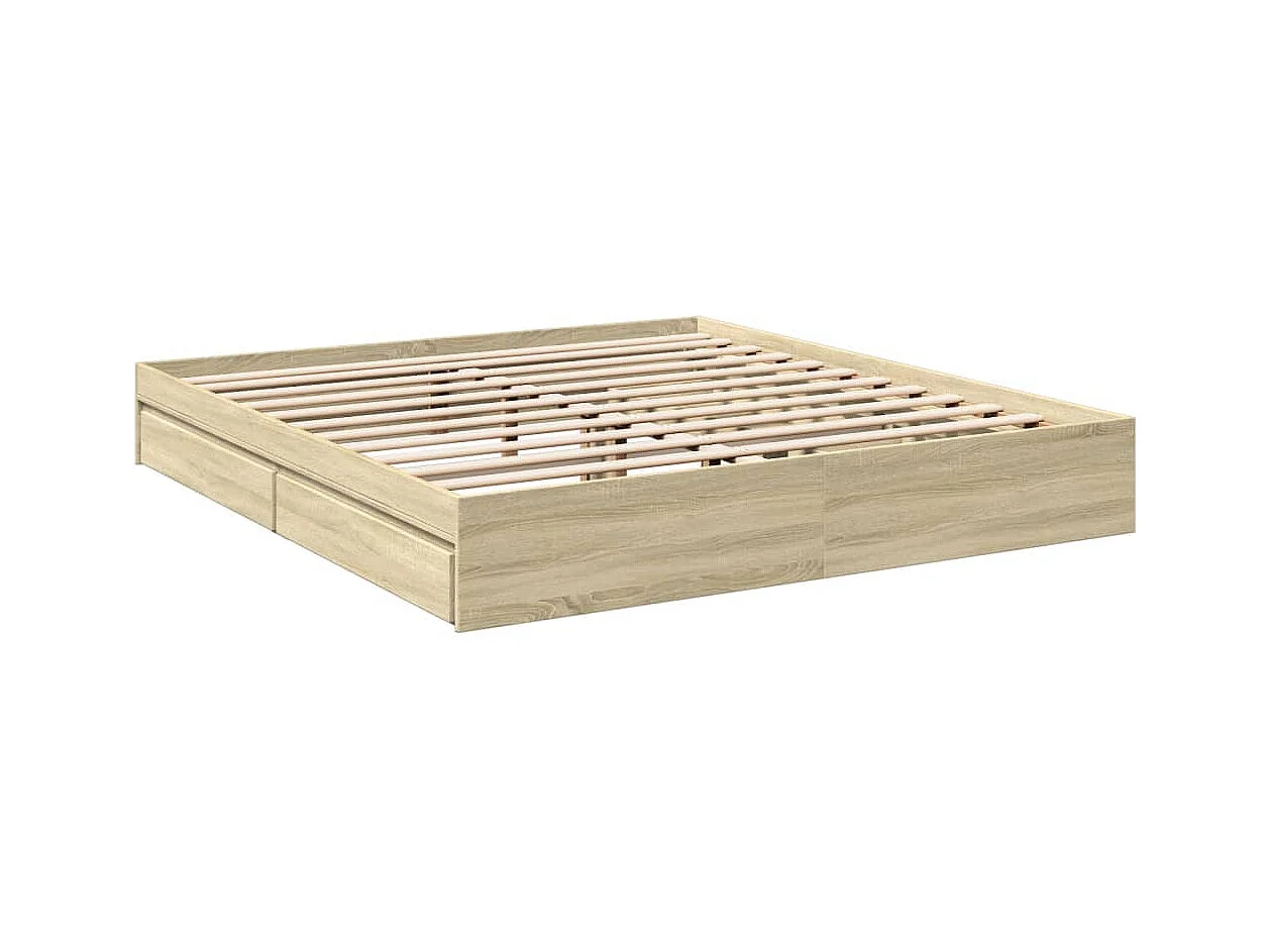 Lit double | Lit adulte | Cadre de lit avec tiroirs chêne sonoma 180x200 cm