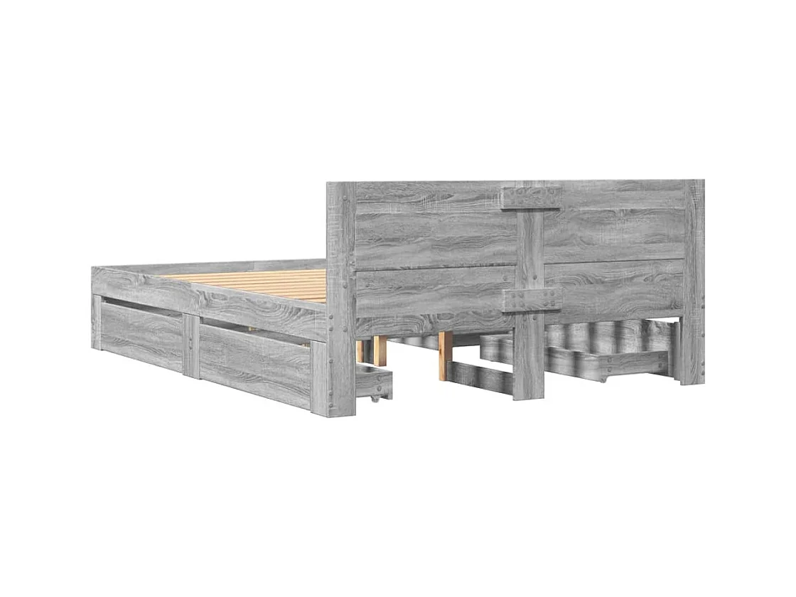 Lit simple | Lit adulte, enfant | Cadre de lit et tête de lit sonoma gris 120x190 cm