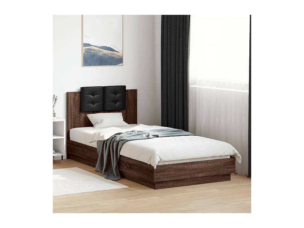 Lit simple | Lit adulte, enfant | Cadre de lit avec LED chêne marron 100x200 cm