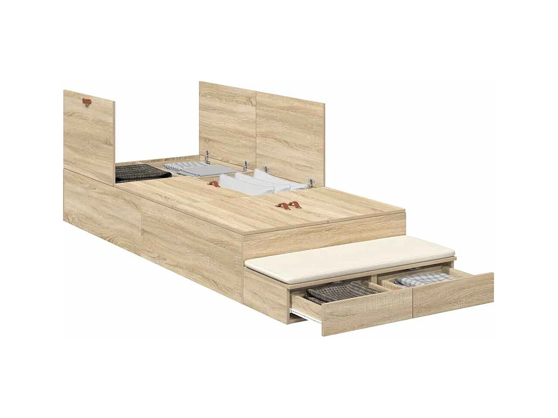 Lit simple | Lit adulte, enfant | Cadre de lit avec rangement Chêne Sonoma 236.5x90x31.5 cm