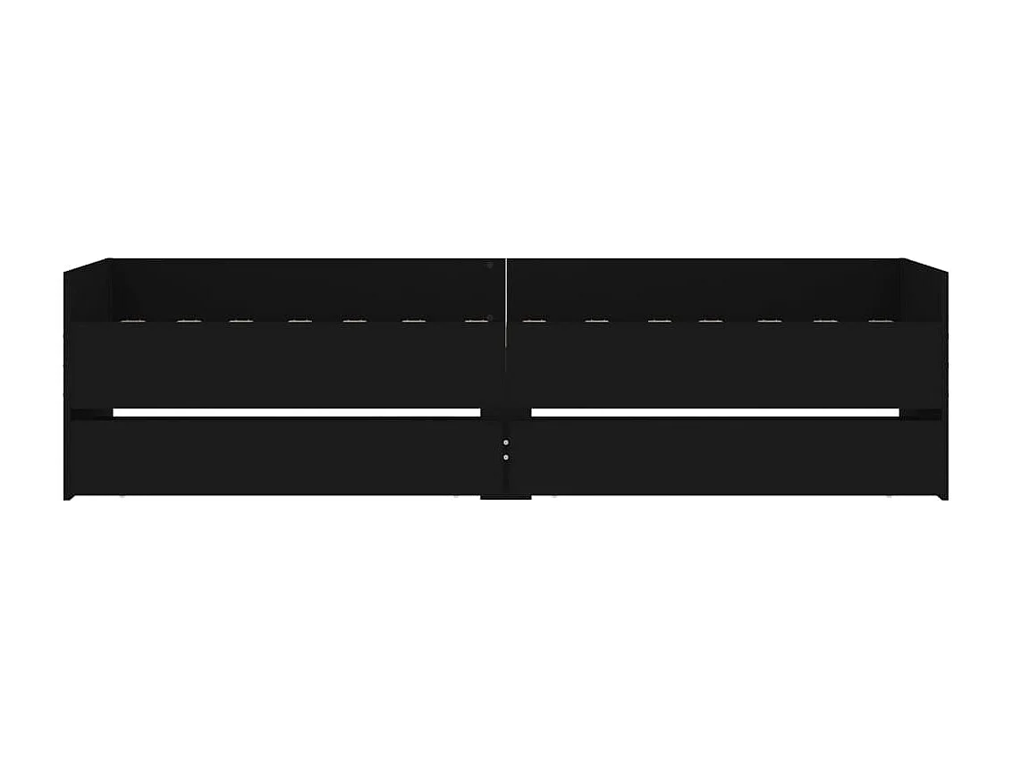 Lit simple | Lit adulte, enfant | Cadre de lit avec tiroirs noir 90x200 cm
