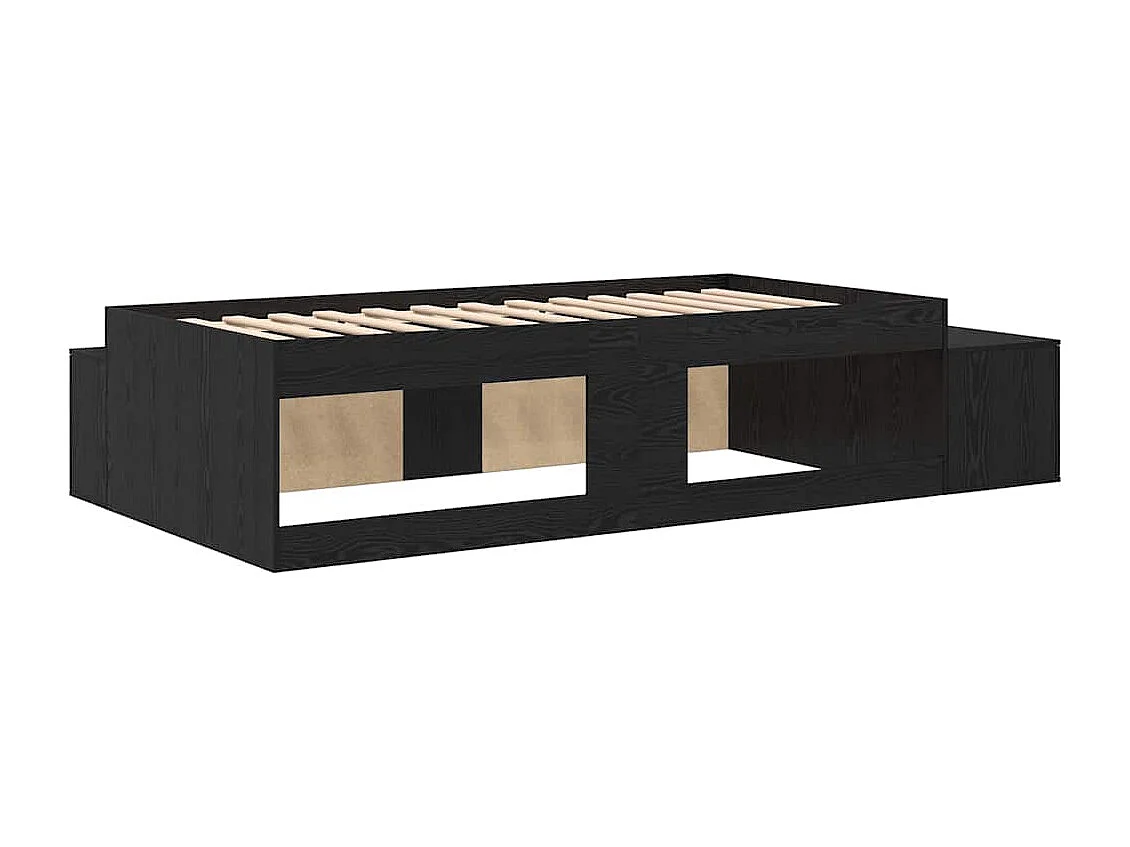 Lit simple | Lit adulte, enfant | Cadre de lit avec rangement Chêne noir 234x118x53.5 cm