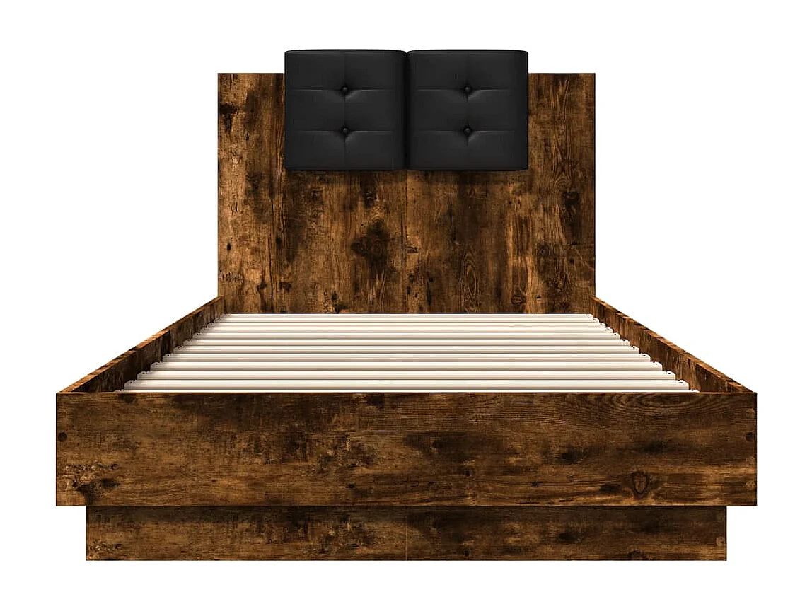 Lit simple | Lit adulte, enfant | Cadre de lit avec LED chêne fumé 100x200 cm