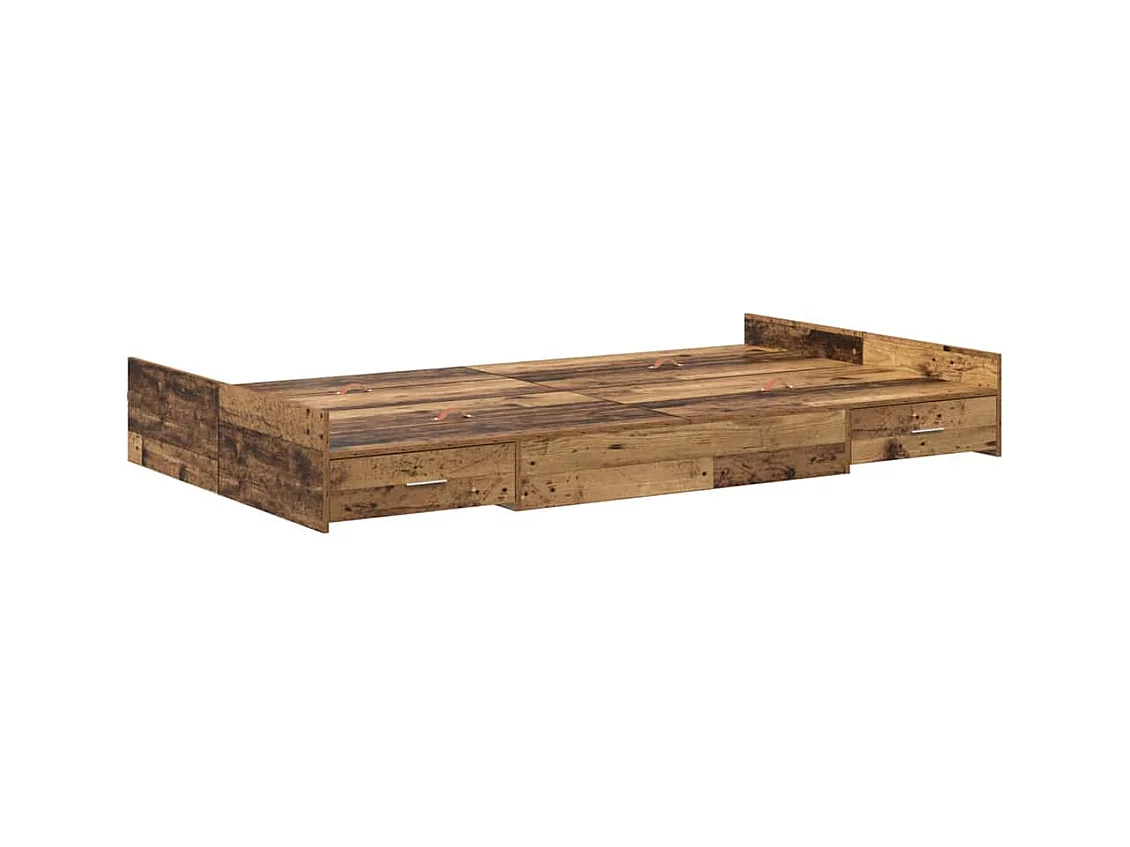 Lit simple | Lit adulte, enfant | Cadre de lit avec rangement Bois ancien 120x200 cm
