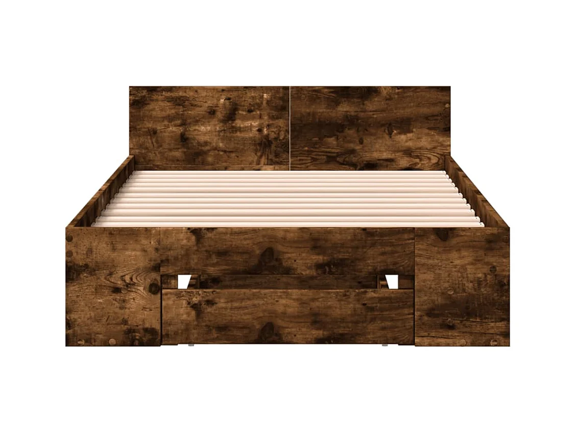 Lit simple | Lit adulte, enfant | Cadre de lit avec tiroir chêne fumé 90x190 cm