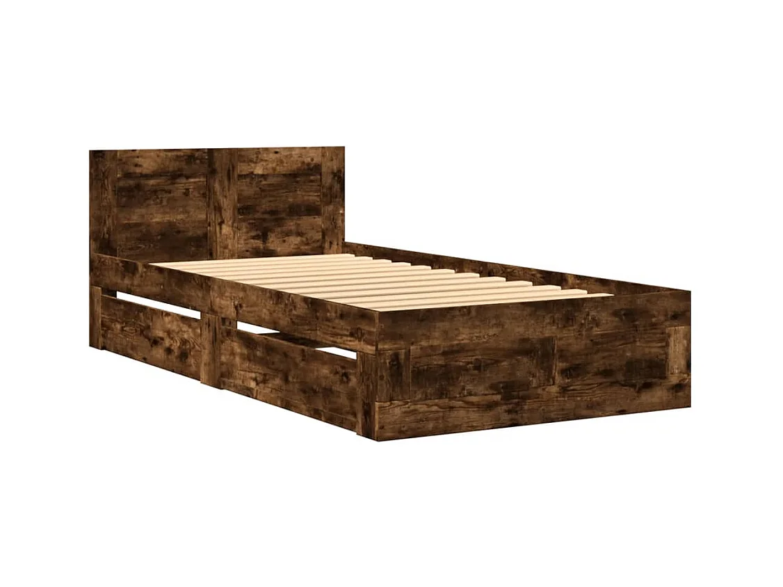 Lit simple | Lit adulte, enfant | Cadre de lit avec tête de lit chêne fumé 75x190 cm