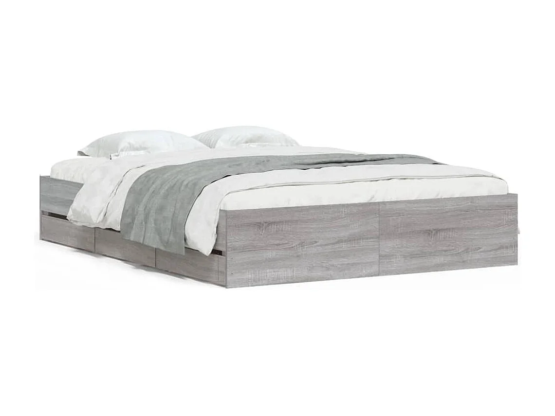 Lit double | Lit adulte | Cadre de lit avec tiroirs sonoma gris 140x200 cm