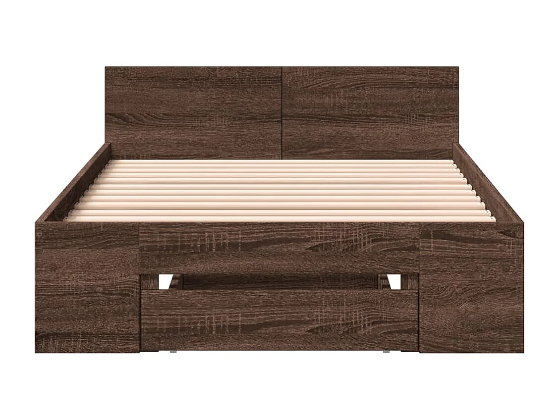 Lit simple | Lit adulte, enfant | Cadre de lit avec tiroir chêne marron 90x200 cm