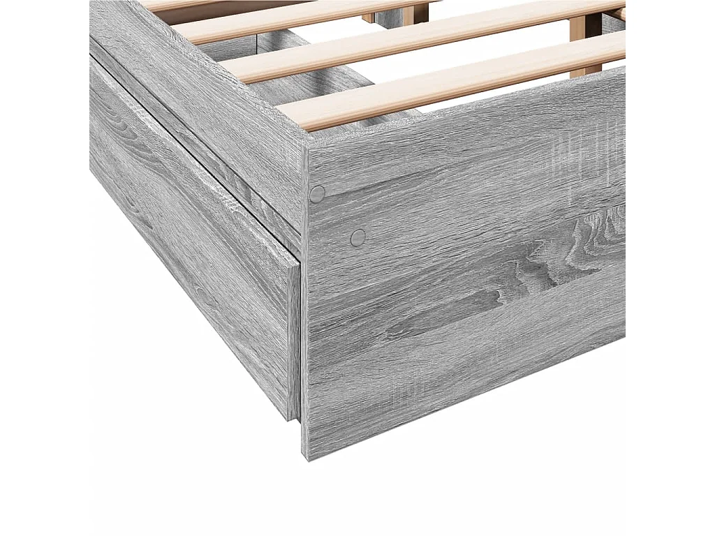 Lit double | Lit adulte | Cadre de lit avec tiroirs sonoma gris 140x200 cm