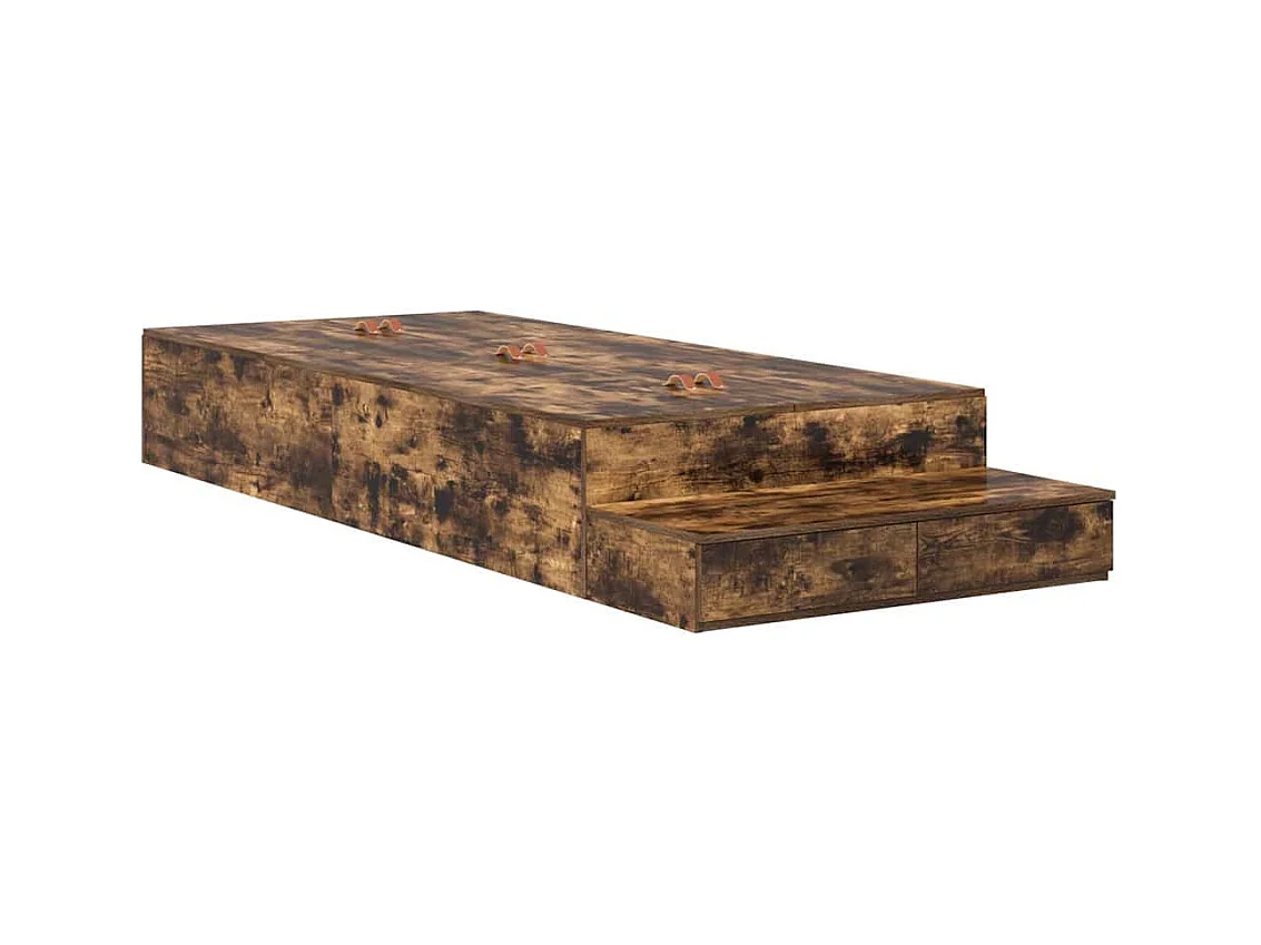 Lit simple | Lit adulte, enfant | Cadre de lit avec rangement Chêne fumé 236.5x80x31.5 cm