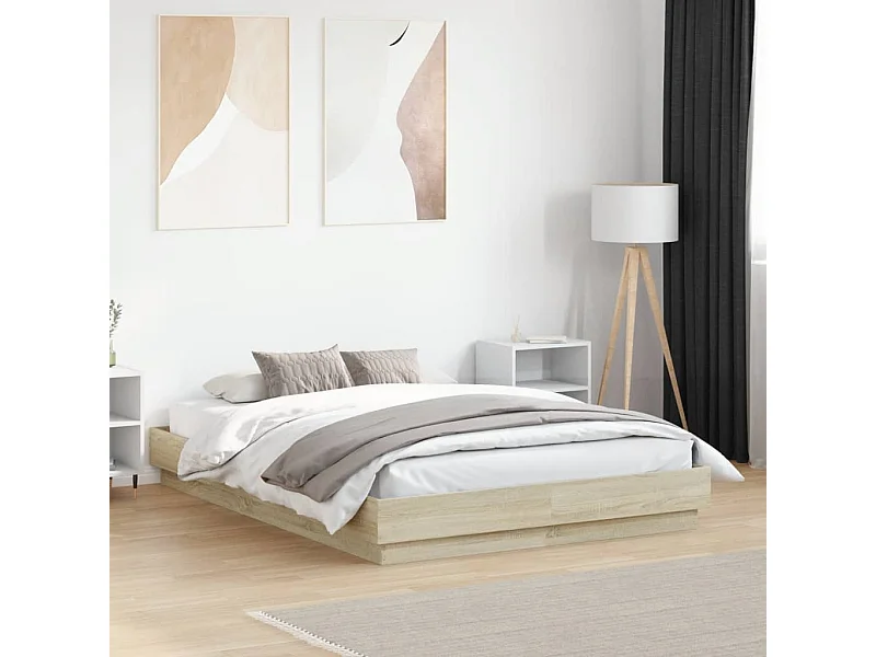 Lit simple | Lit adulte, enfant | Cadre de lit avec LED chêne sonoma 120x190 cm