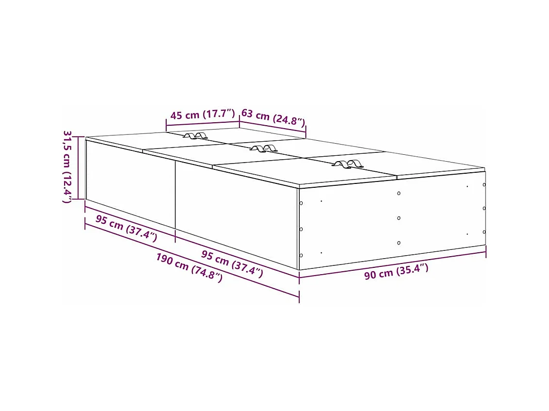 Lit simple | Lit adulte, enfant | Cadre de lit de rangement Blanc 90x190 cm