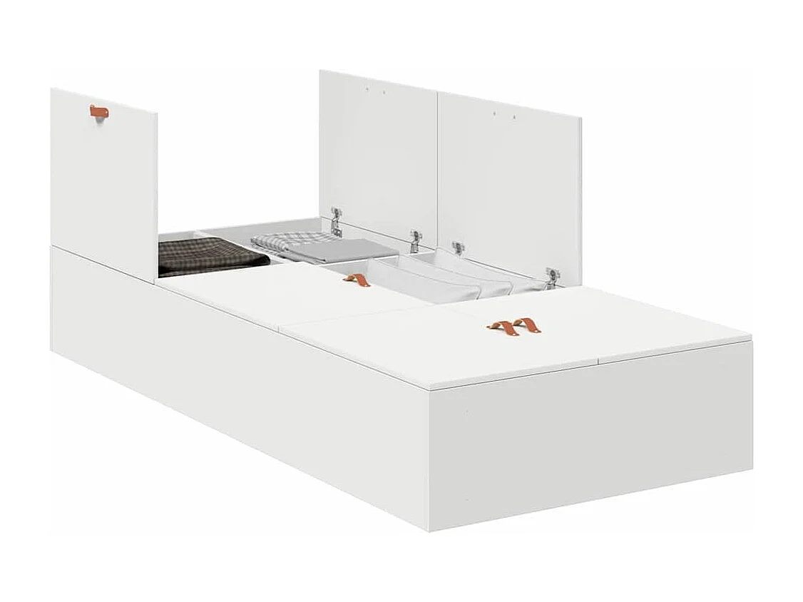 Lit simple | Lit adulte, enfant | Cadre de lit de rangement Blanc 90x190 cm