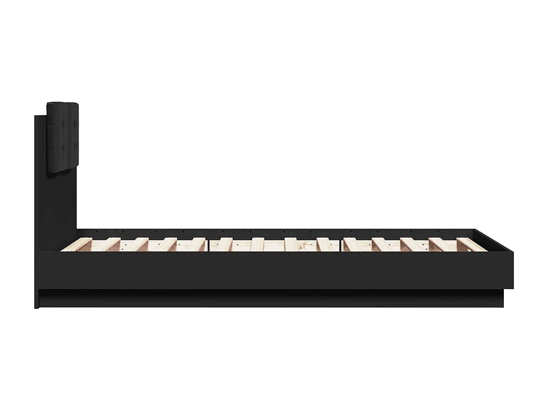 Lit simple | Lit adulte, enfant | Cadre de lit avec LED noir 75x190 cm