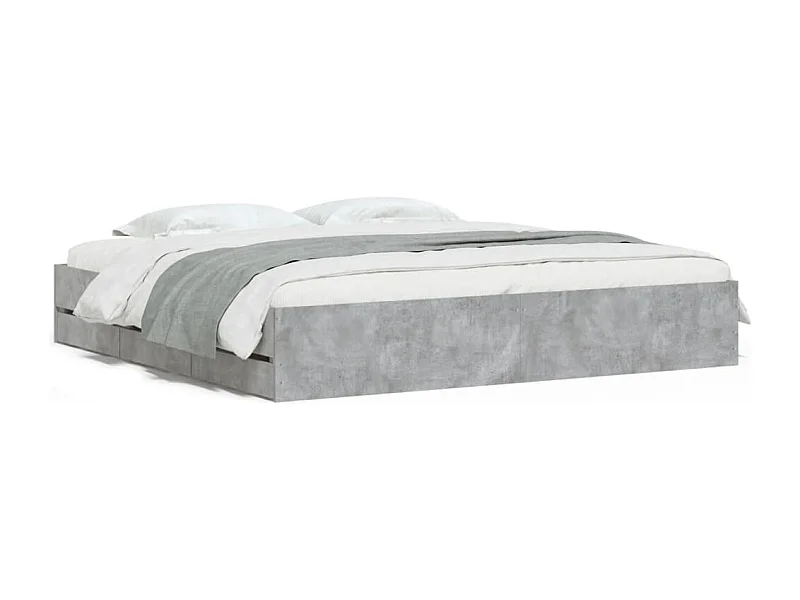 Lit double | Lit adulte | Cadre de lit avec tiroirs gris béton 160x200 cm