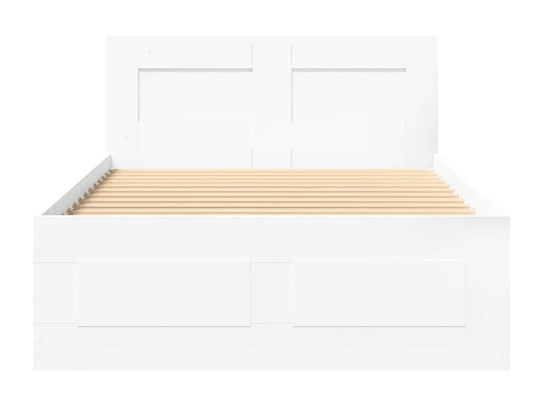 Lit simple | Lit adulte, enfant | Cadre de lit avec tête de lit blanc 100x200 cm
